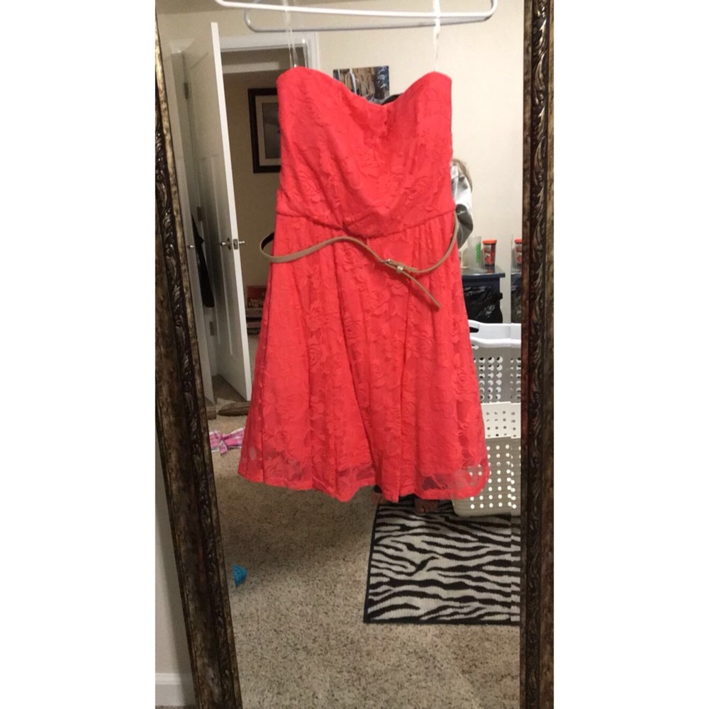 Strapless pink dress